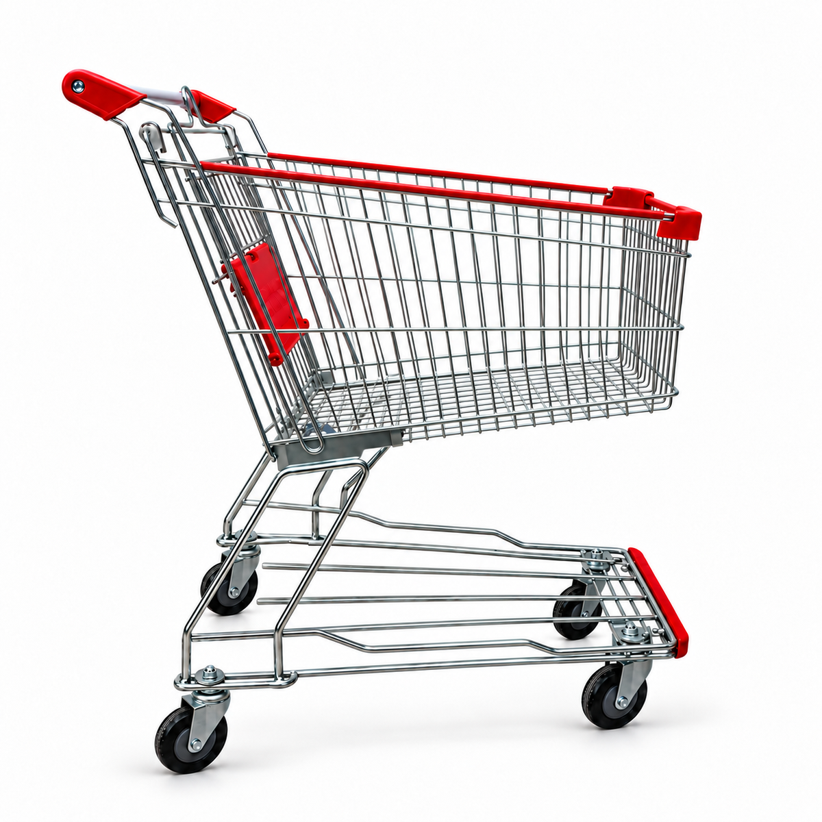 80 litre red metal supermarket trolley